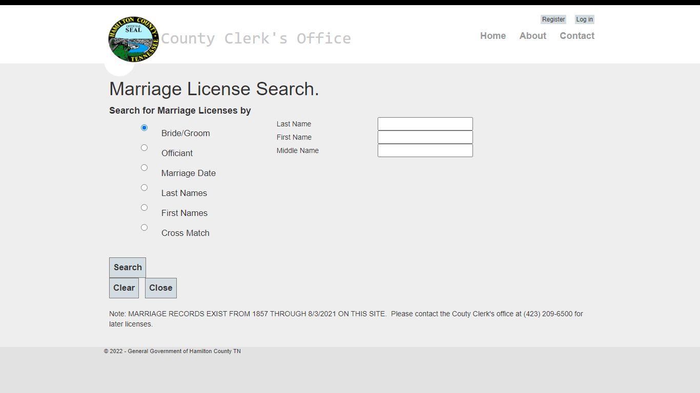 Marriage License Search - Marriage licenses - Hamilton County, Tennessee
